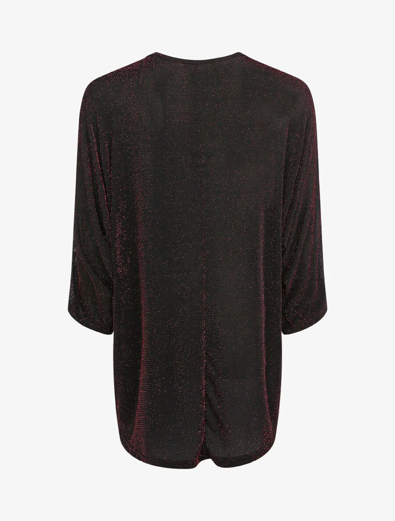 Top dolman pailleté à encolure zippée - Rouge