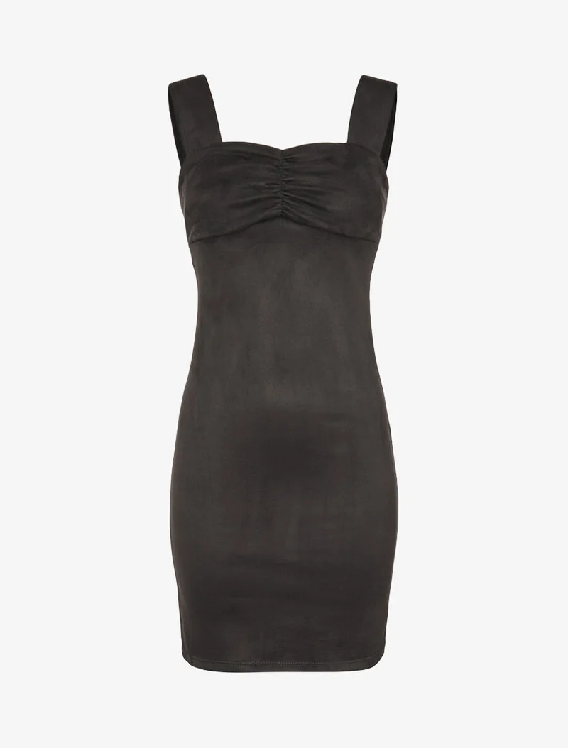 Robe fourreau suédée - Noir