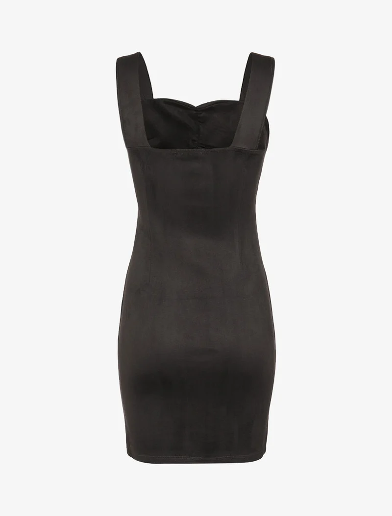 Robe fourreau suédée - Noir