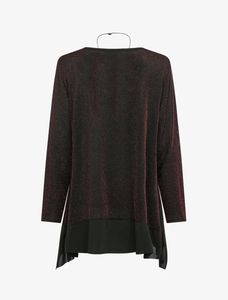 Tunique pailletée oversize à bords asymétrique - Rouge