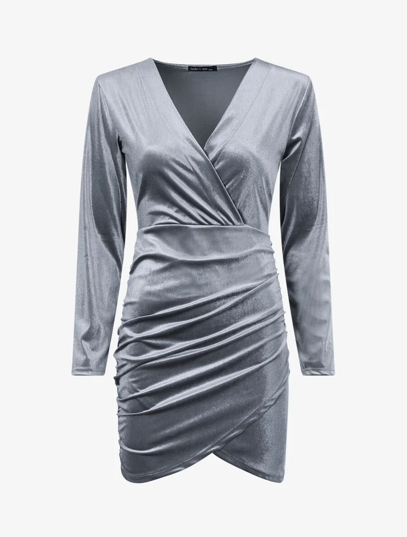 Tunique style robe effet velours - Gris clair