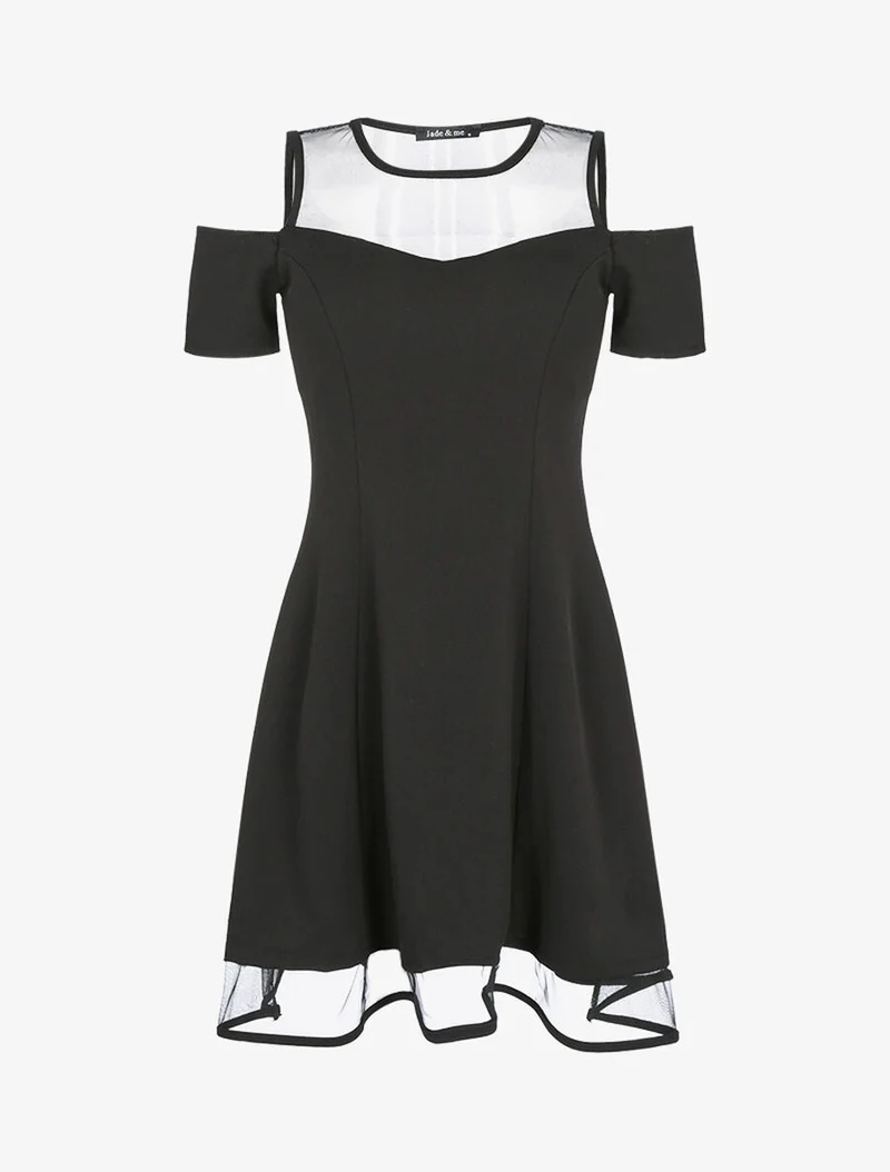 Robe à épaules dénudées et résille - Noir