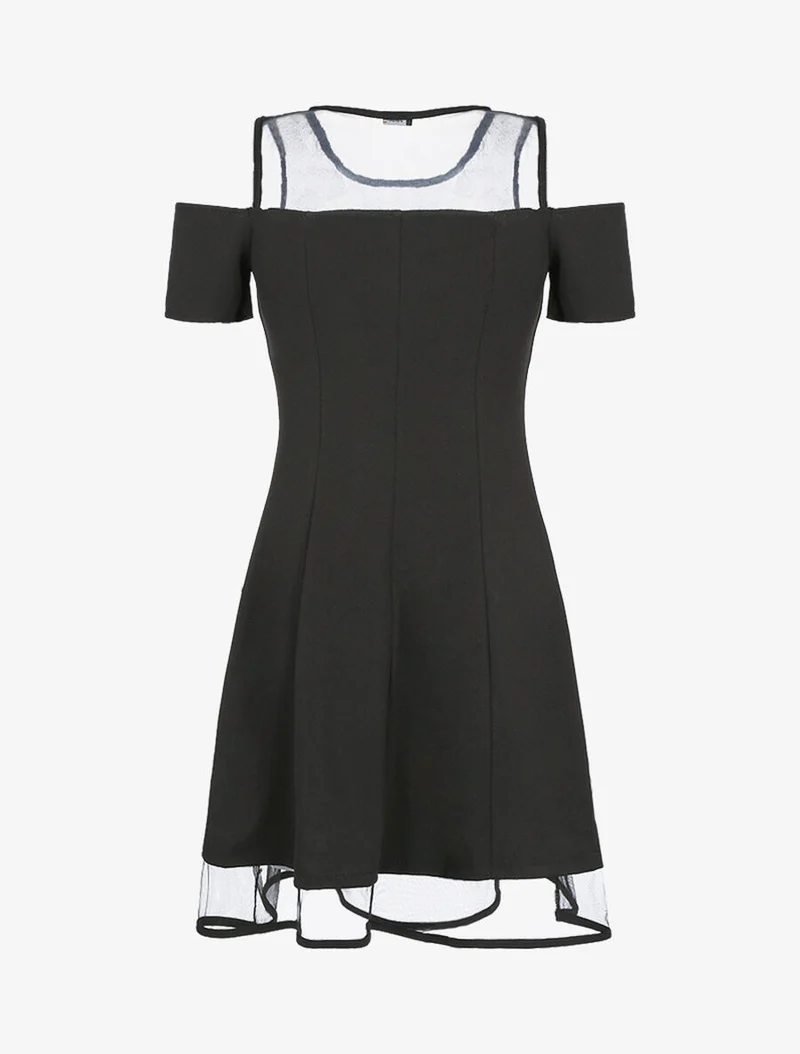 Robe à épaules dénudées et résille - Noir