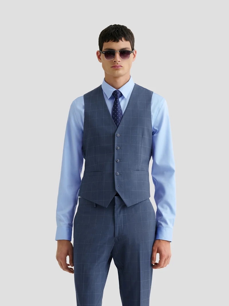Gilet de costume bistretch à carreaux