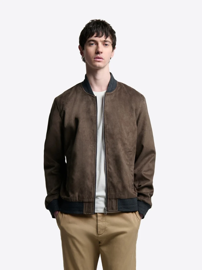 Blouson en suédine col teddy
