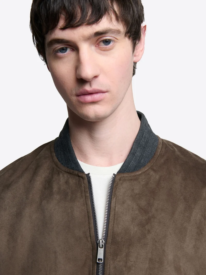 Blouson en suédine col teddy