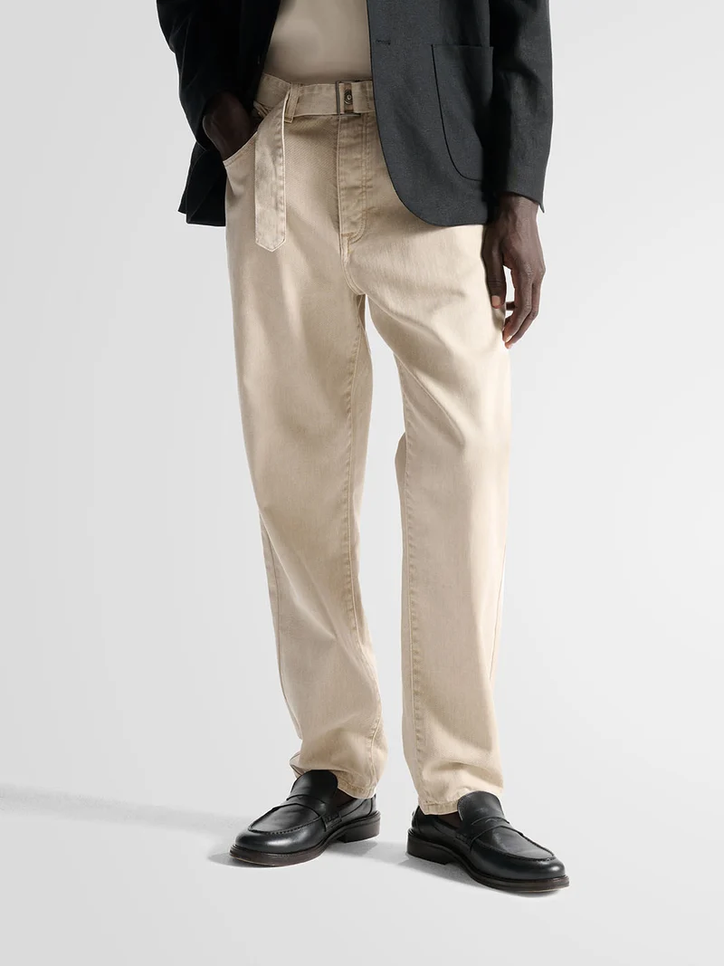 Jean loose ceinturé en twill - L'atelier