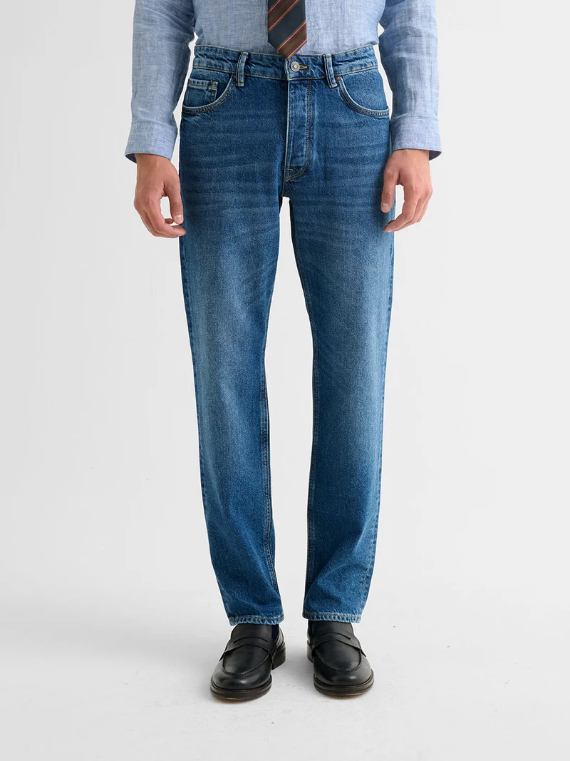 Jean denim délavé regular 100% coton