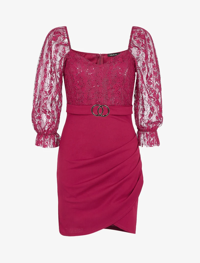 Robe en dentelle et sequins - Bordeaux