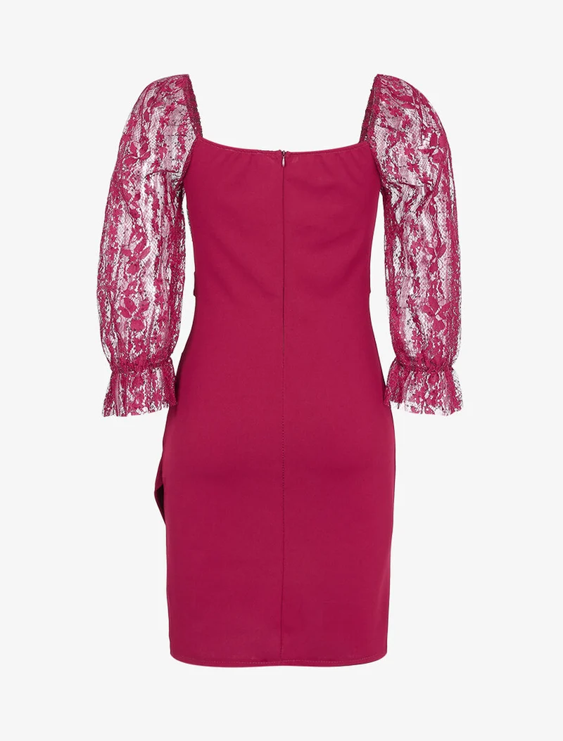 Robe en dentelle et sequins - Bordeaux