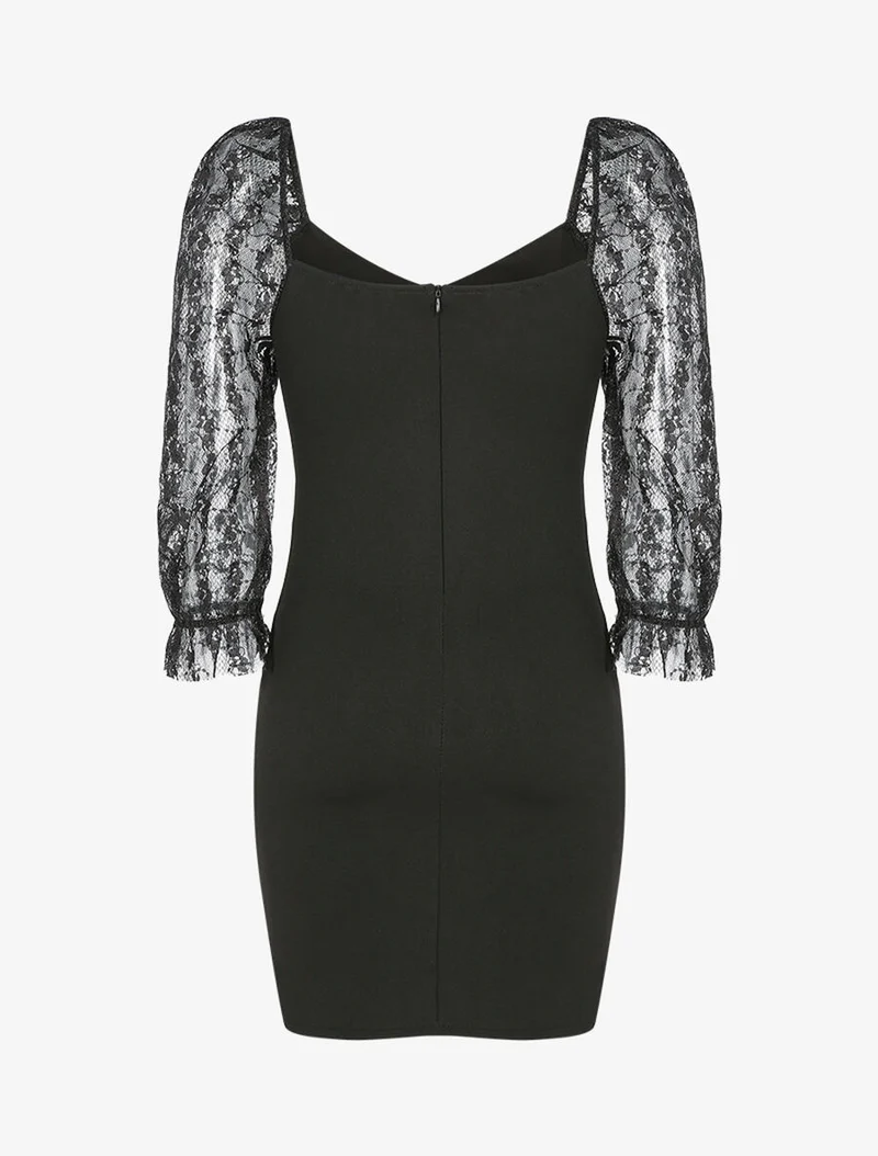Robe en dentelle et sequins - Noir