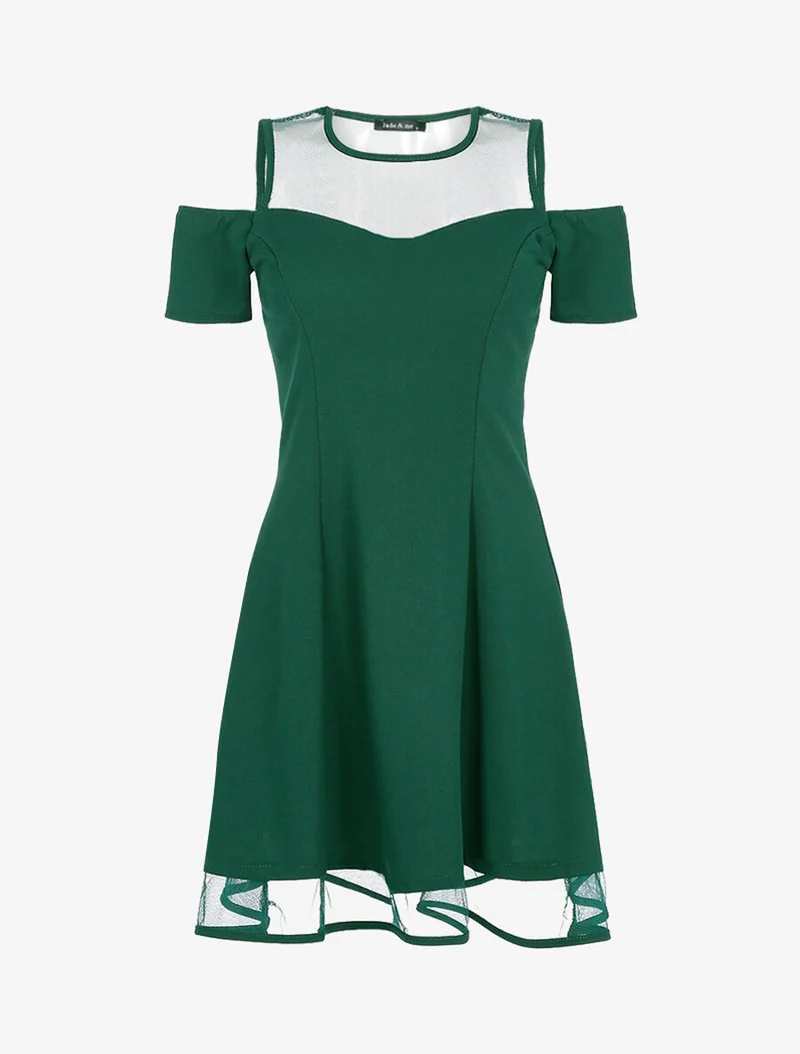 Robe à épaules dénudées et résille - Vert