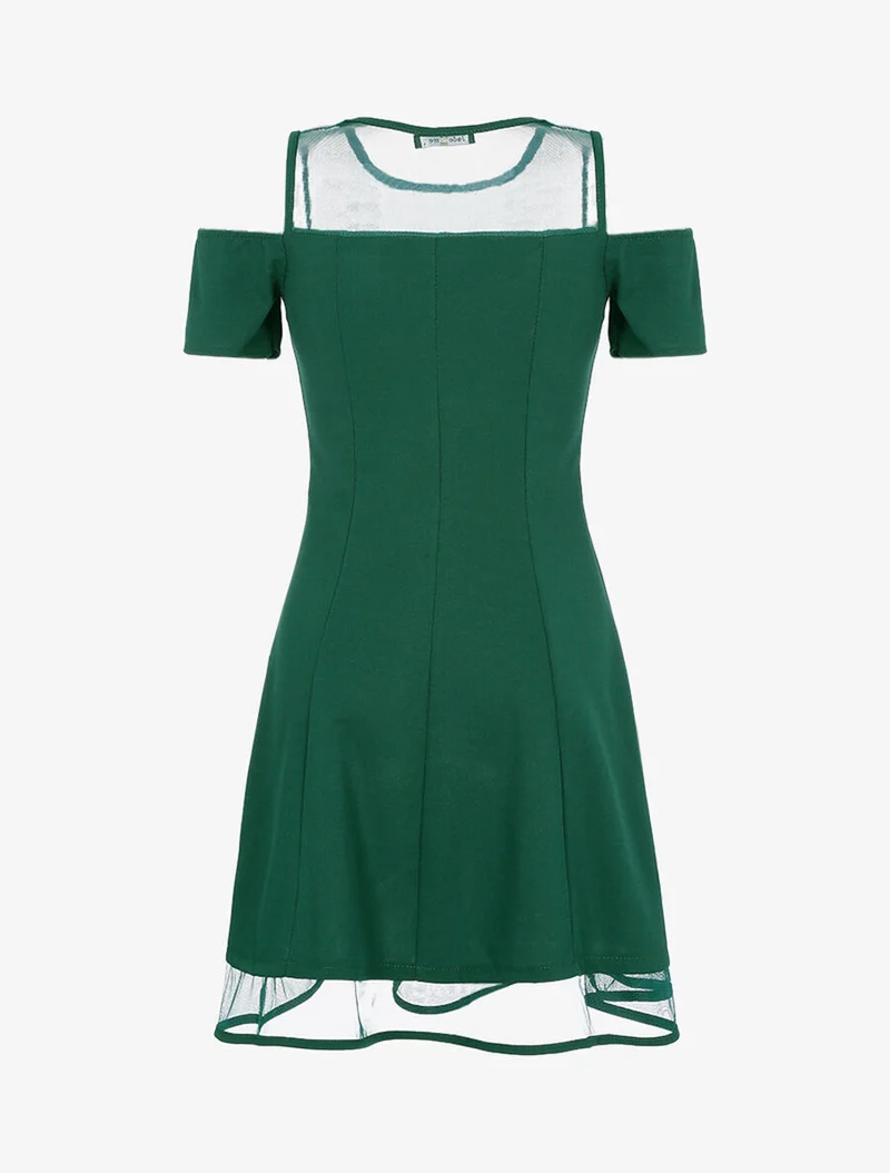 Robe à épaules dénudées et résille - Vert