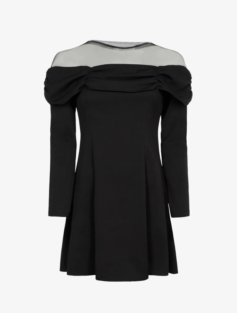 Robe buste à plis - Noir