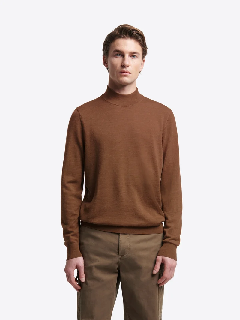 Pull col cheminée en laine Mérinos