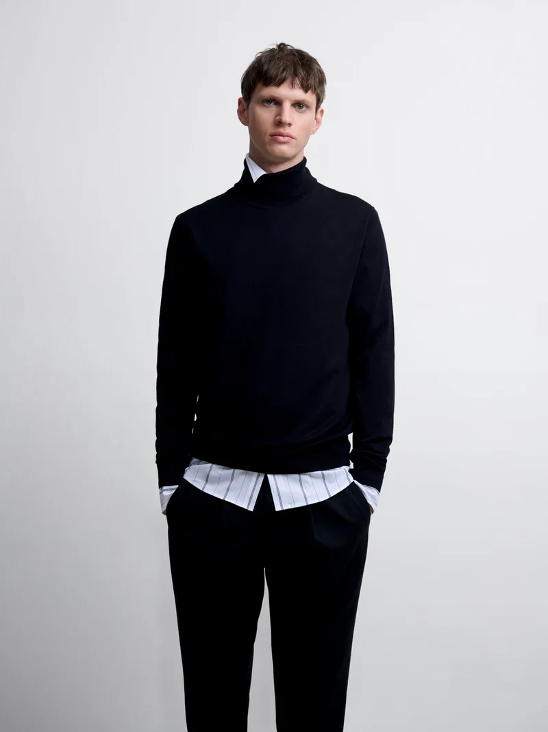 Pull col roulé en jersey
