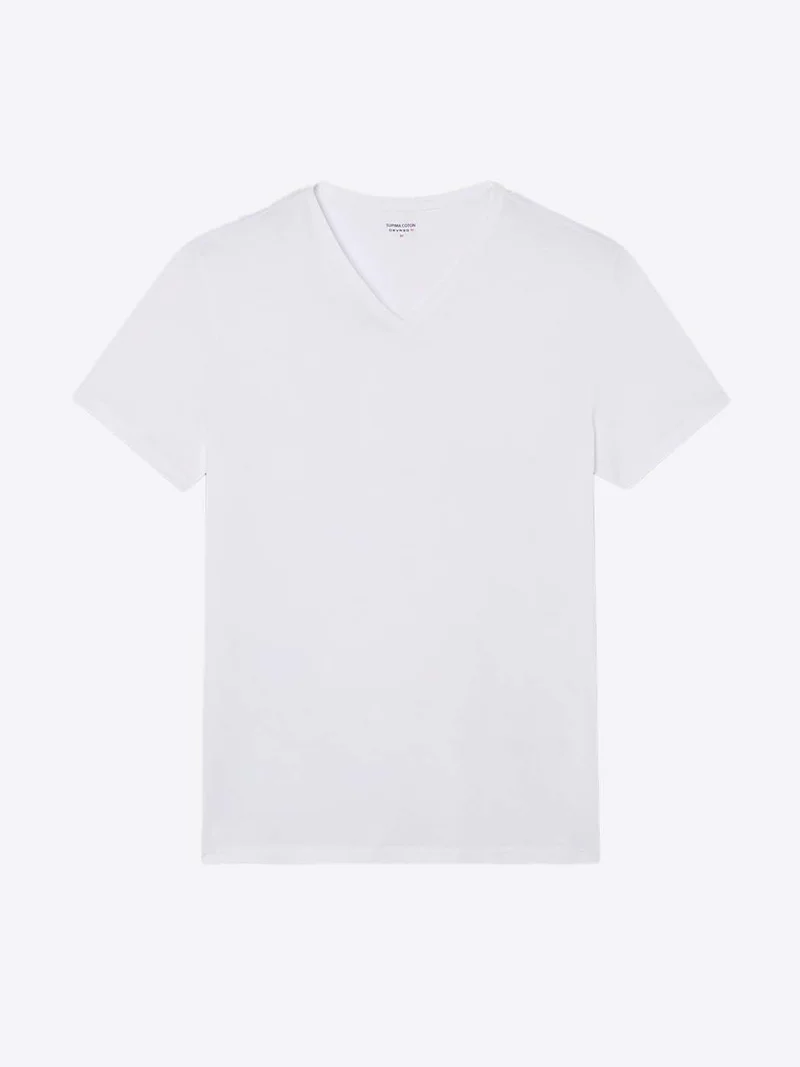 T-shirt col V en coton Supima®