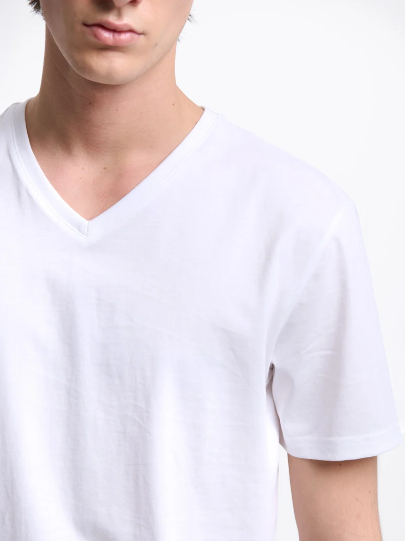 T-shirt col V en coton Supima®
