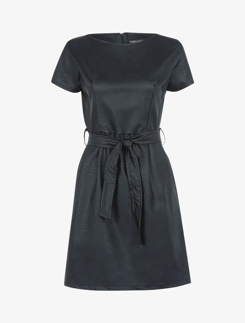 Robe classique en simili - Noir