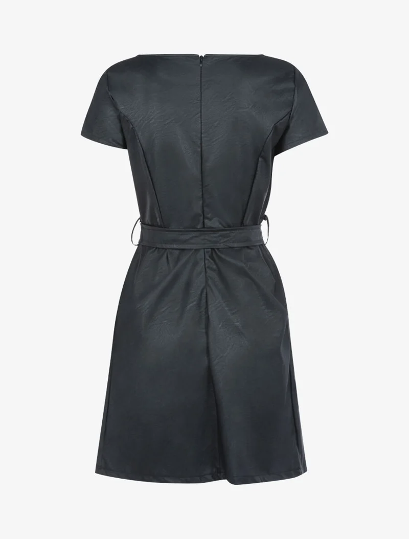 Robe classique en simili - Noir