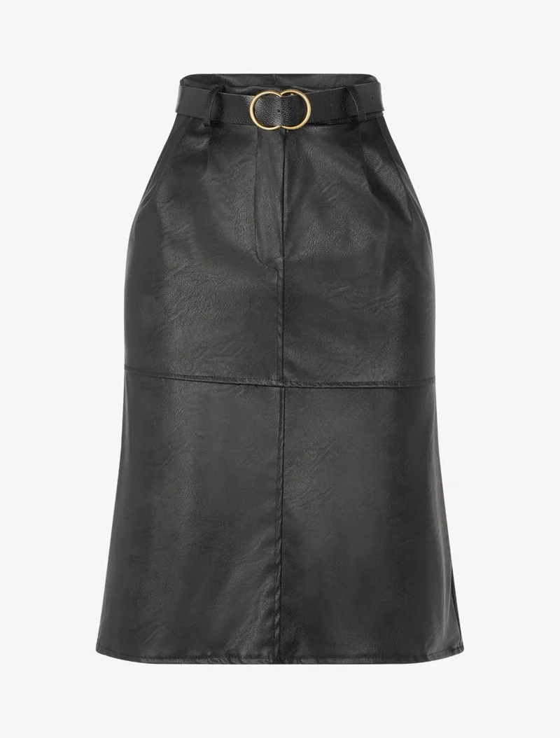 Jupe crayon en simili - Noir
