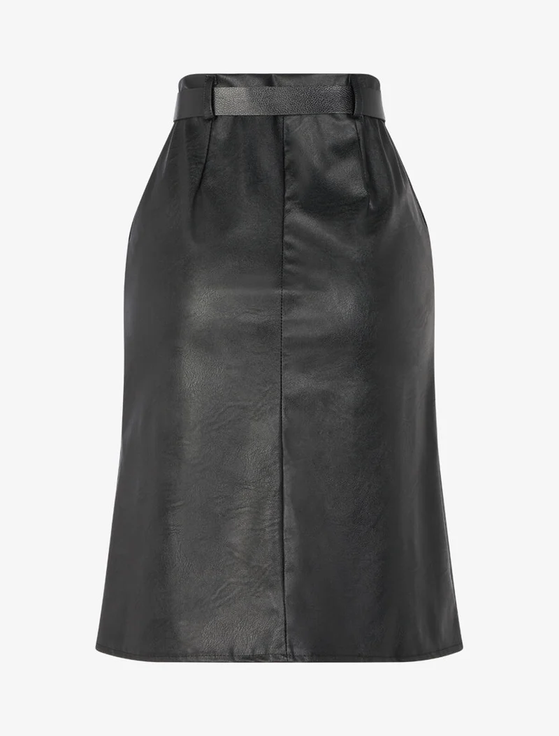 Jupe crayon en simili - Noir