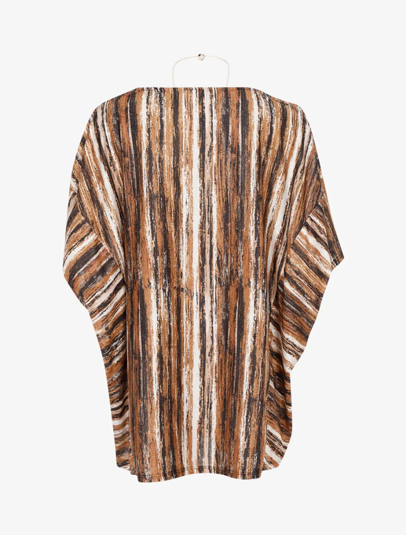 Top oversize imprimé rayé à sautoir - Camel
