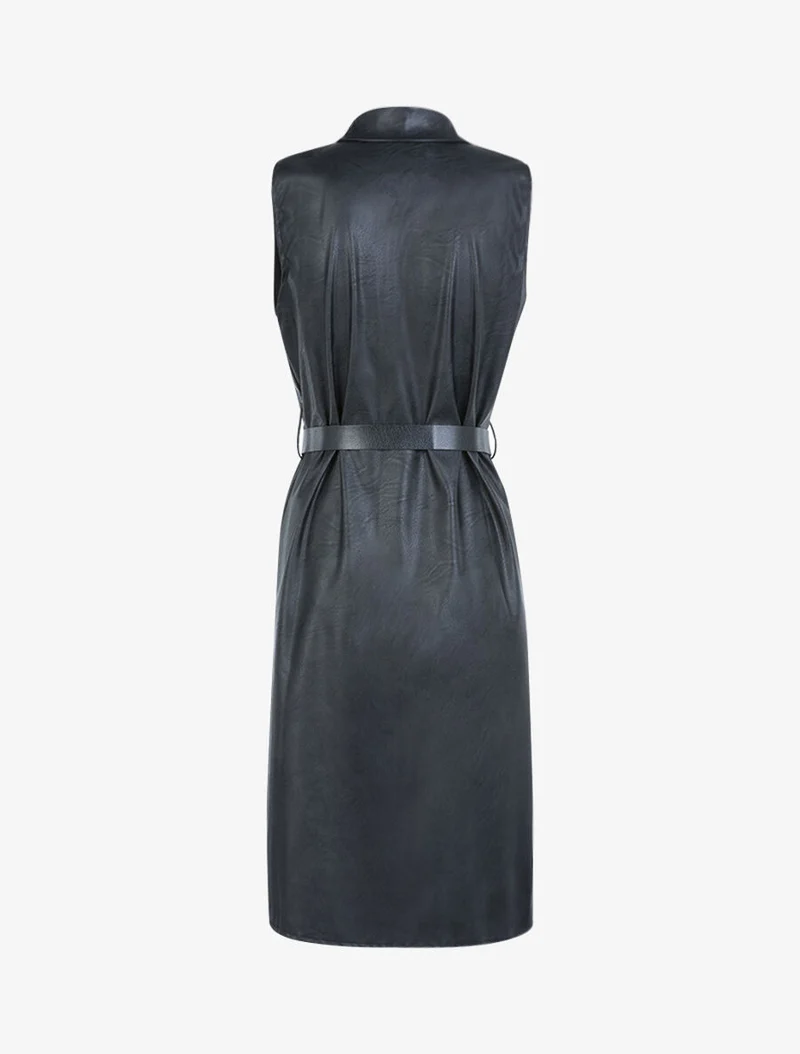 Robe mi longue en simili - Noir