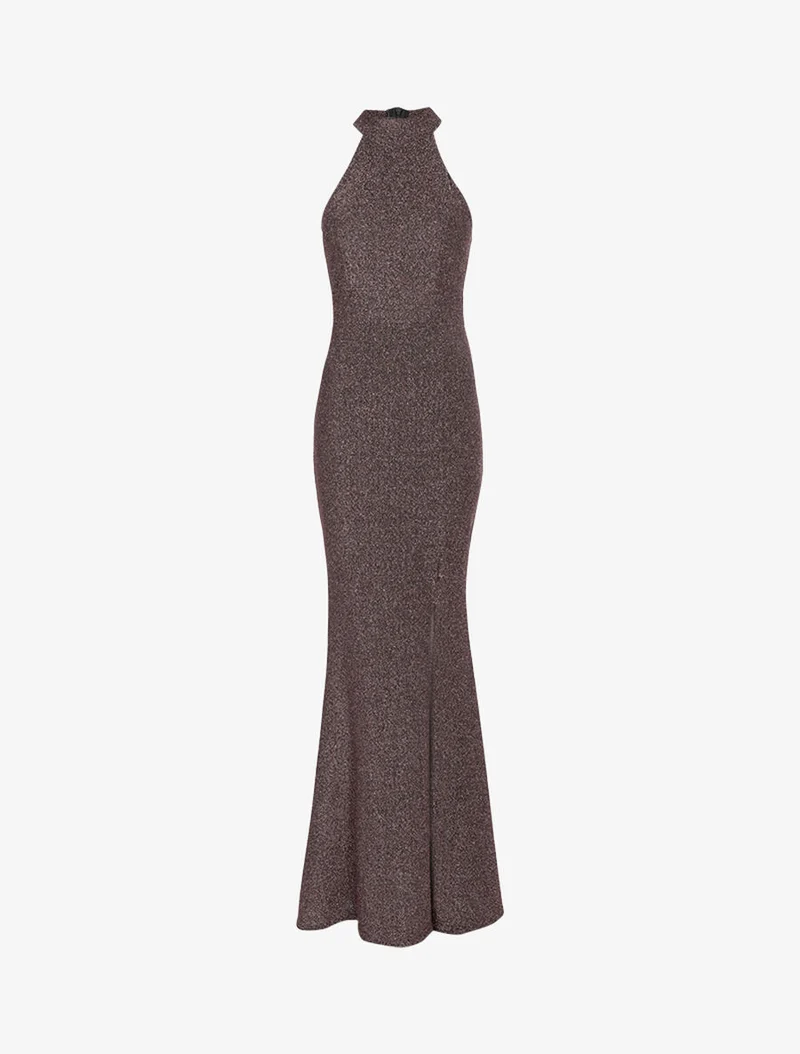 Robe sirène pailletée à encolure américaine - Rose