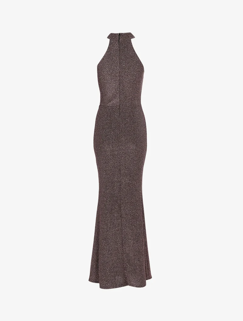 Robe sirène pailletée à encolure américaine - Rose