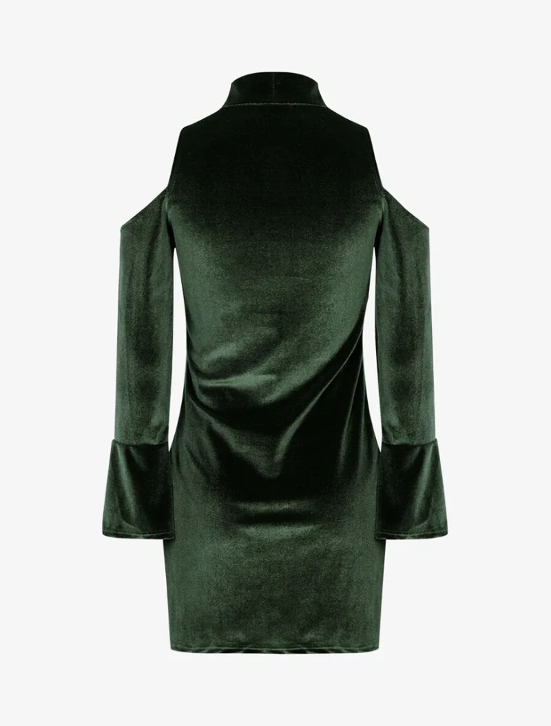 Robe en velours à épaules nues - Vert