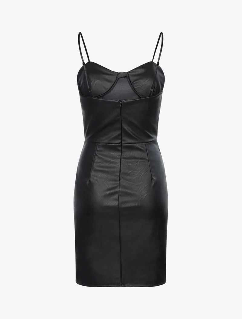 Robe en simili à buste à coutures - Noir