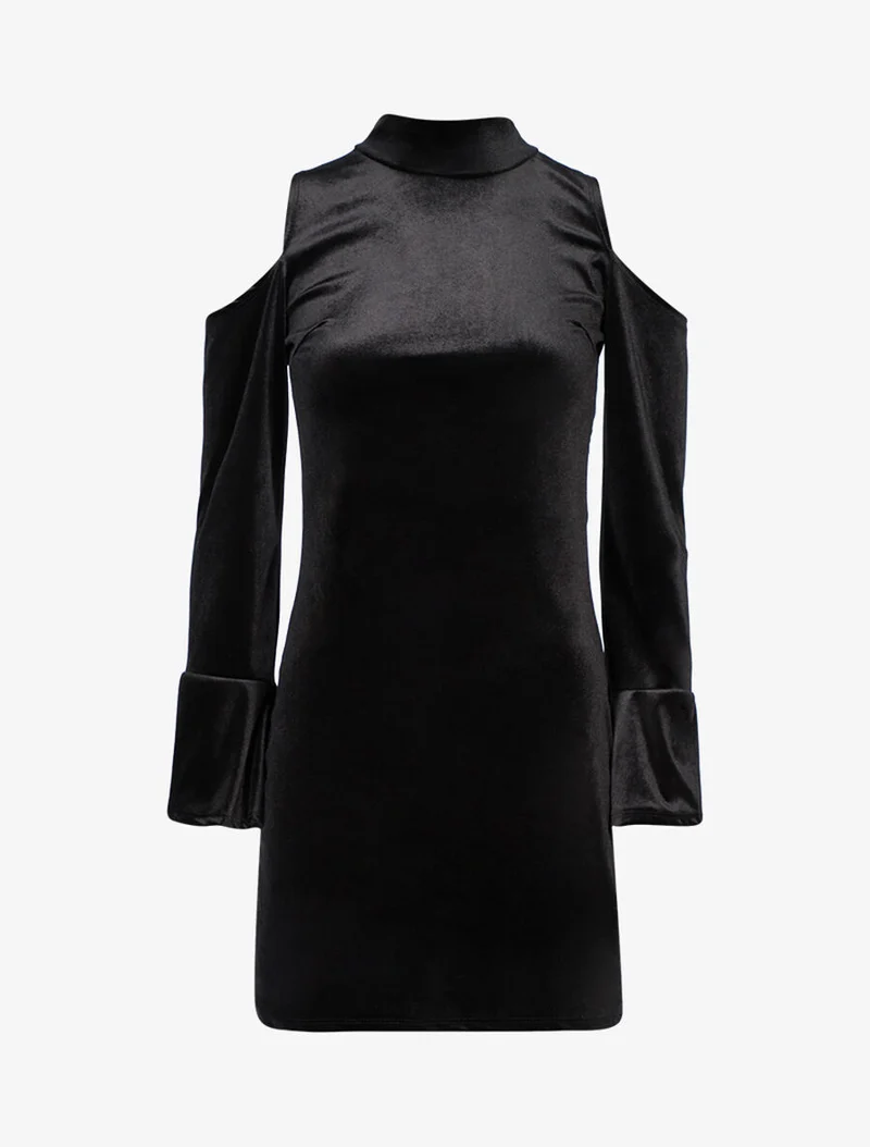 Robe en velours à épaules nues - Noir