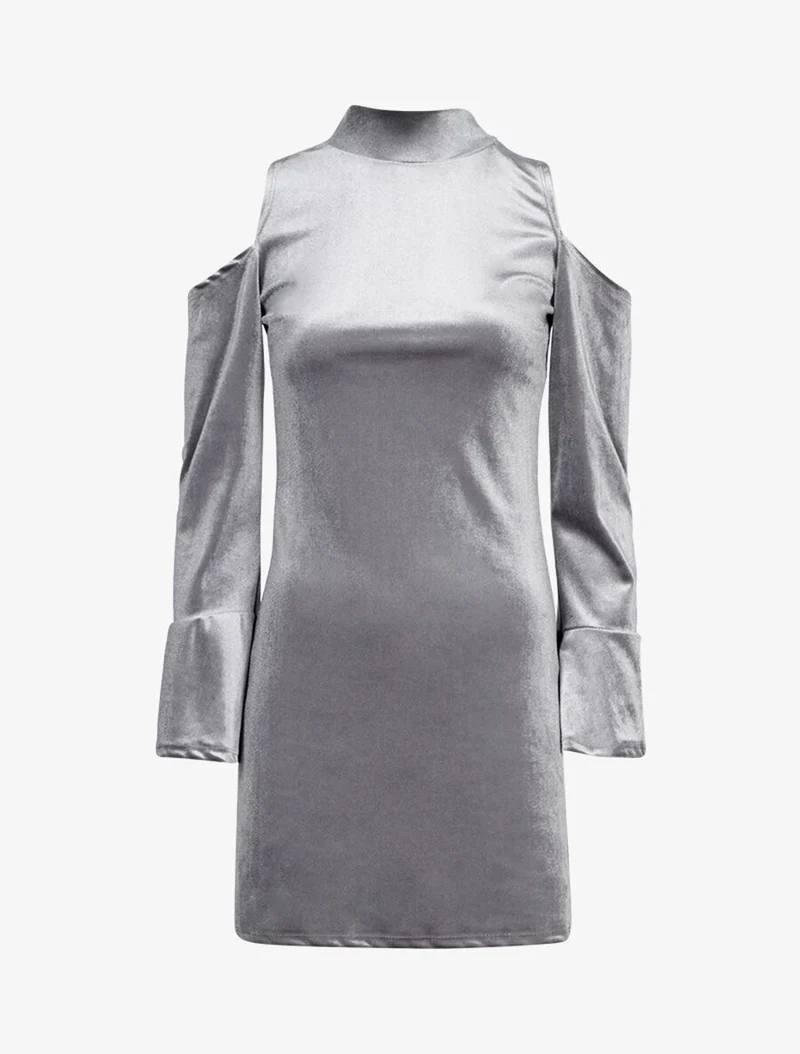 Robe en velours à épaules nues - Gris