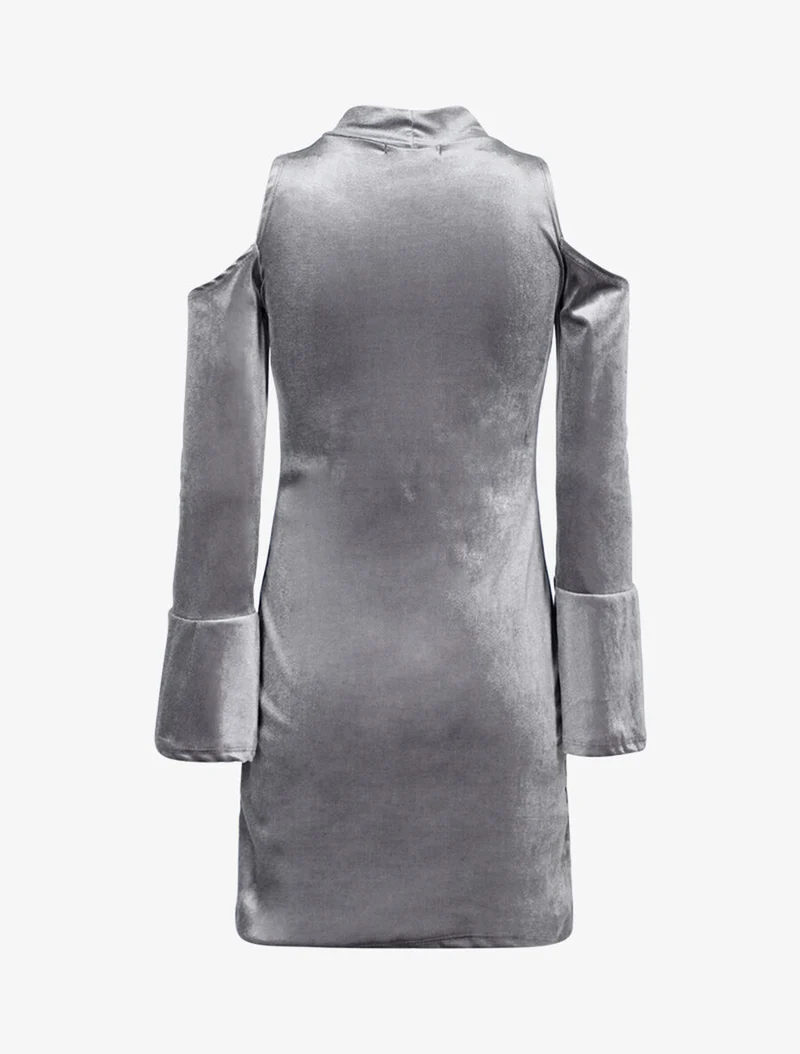 Robe en velours à épaules nues - Gris