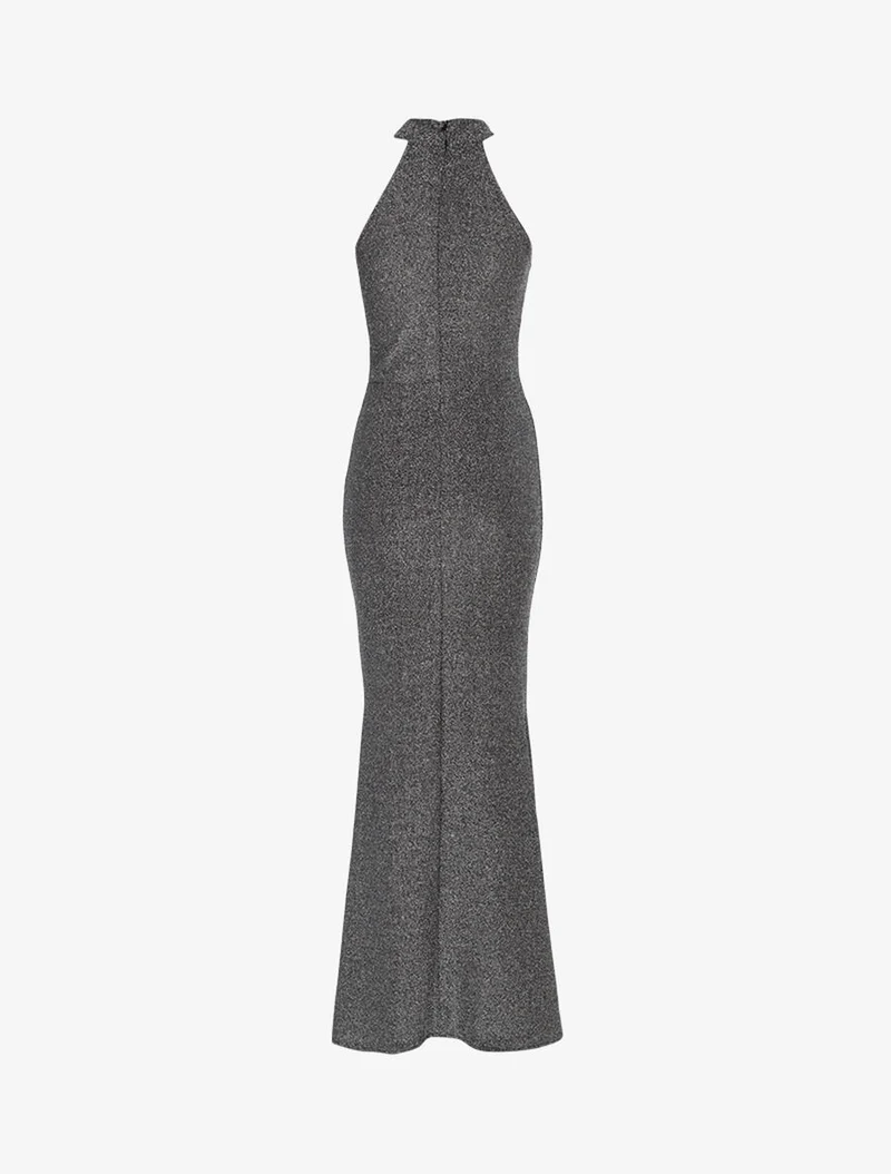 Robe sirène pailletée à encolure américaine - Argent