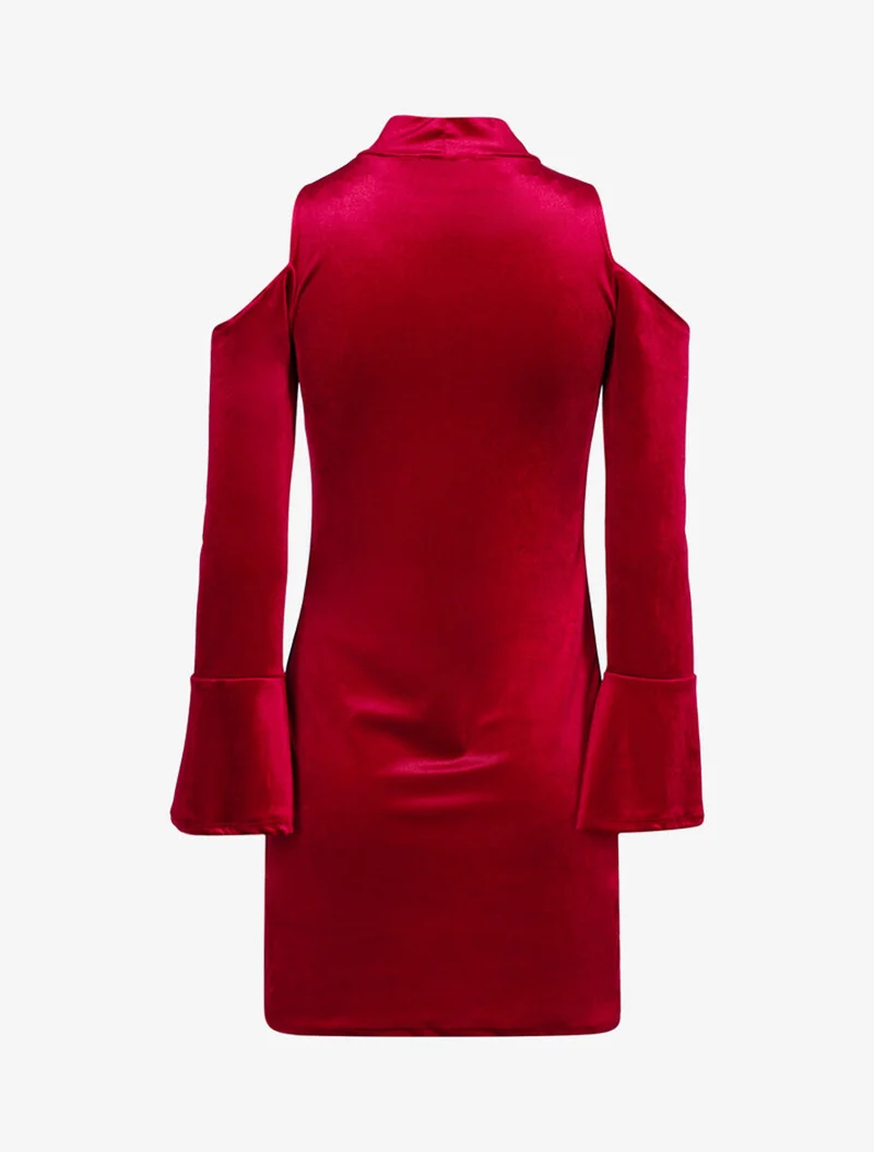 Robe en velours à épaules nues - Bordeaux