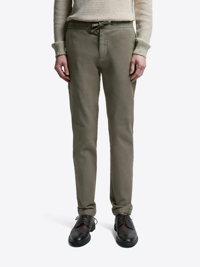 Chino slim en coton taille élastique