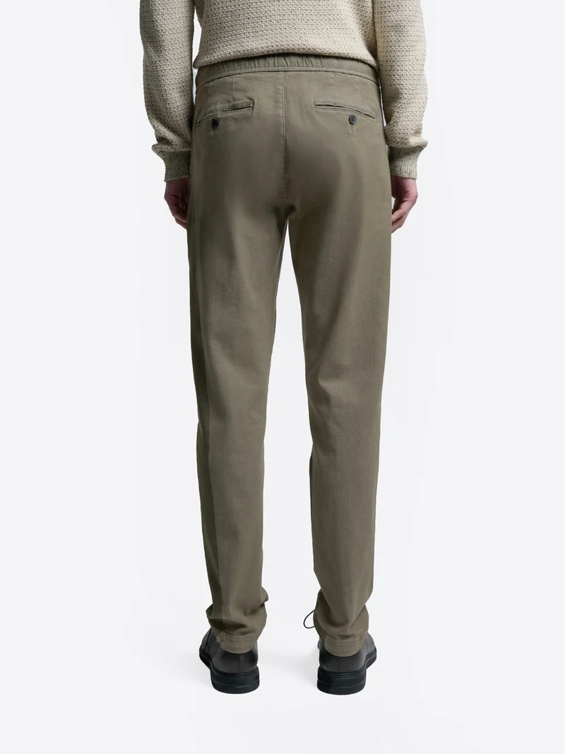 Chino slim en coton taille élastique