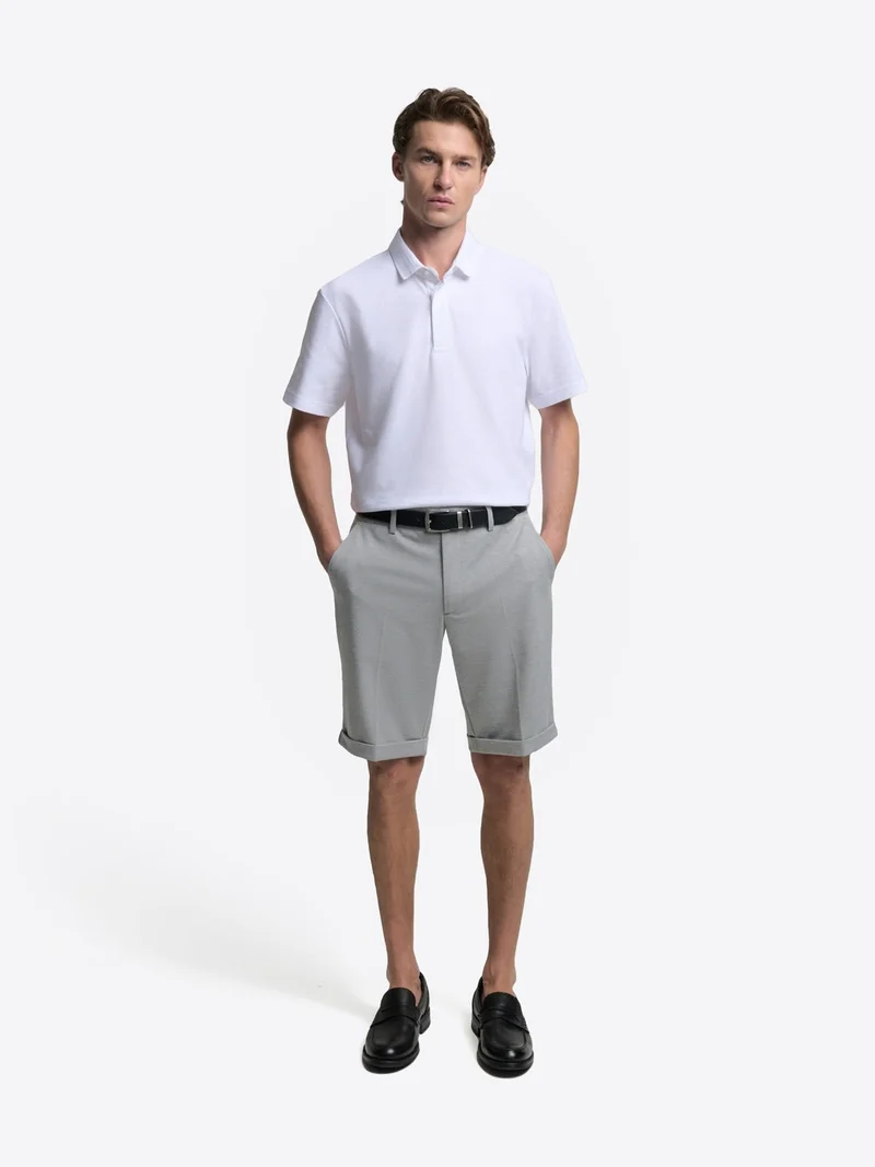 Bermuda slim en maille taille élastique