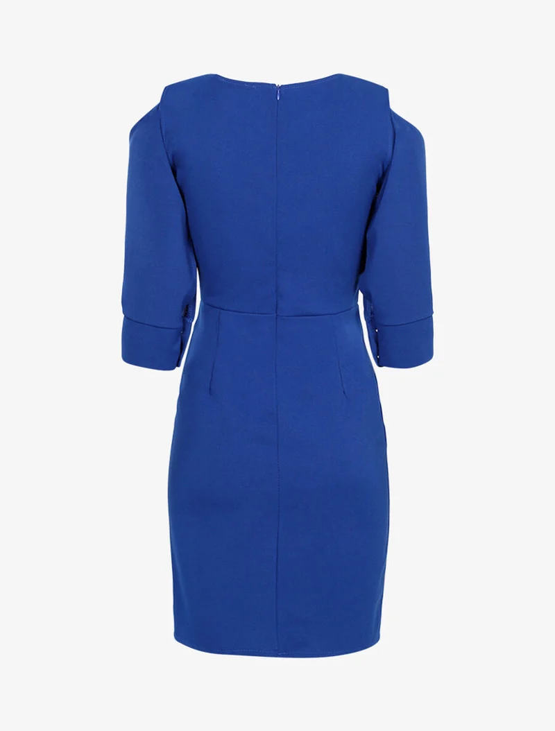 Robe à manches boutonnées - Bleu électrique