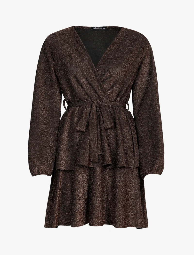 Robe pailletée à bas volanté - Bronze