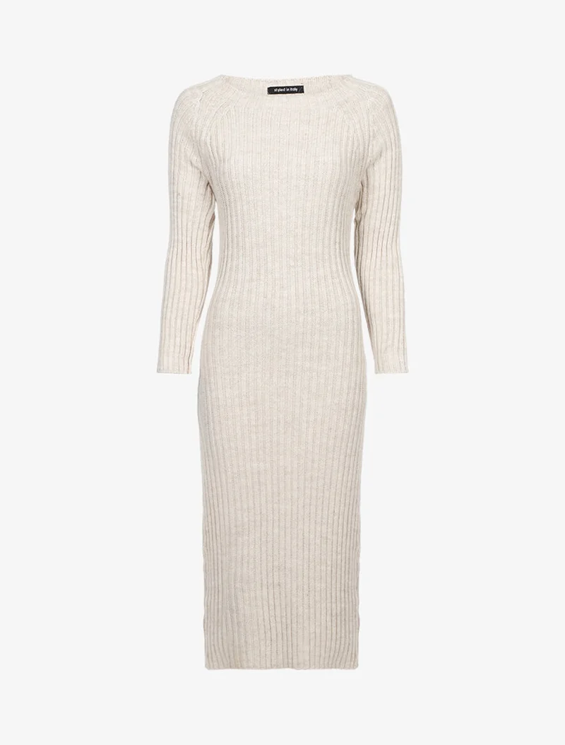 Robe à dos ajouré effet torsadé - Beige