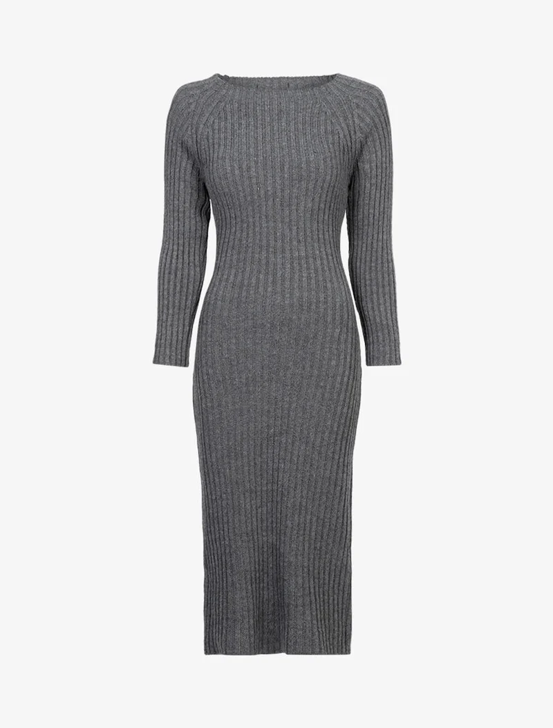 Robe à dos ajouré effet torsadé - Gris foncé