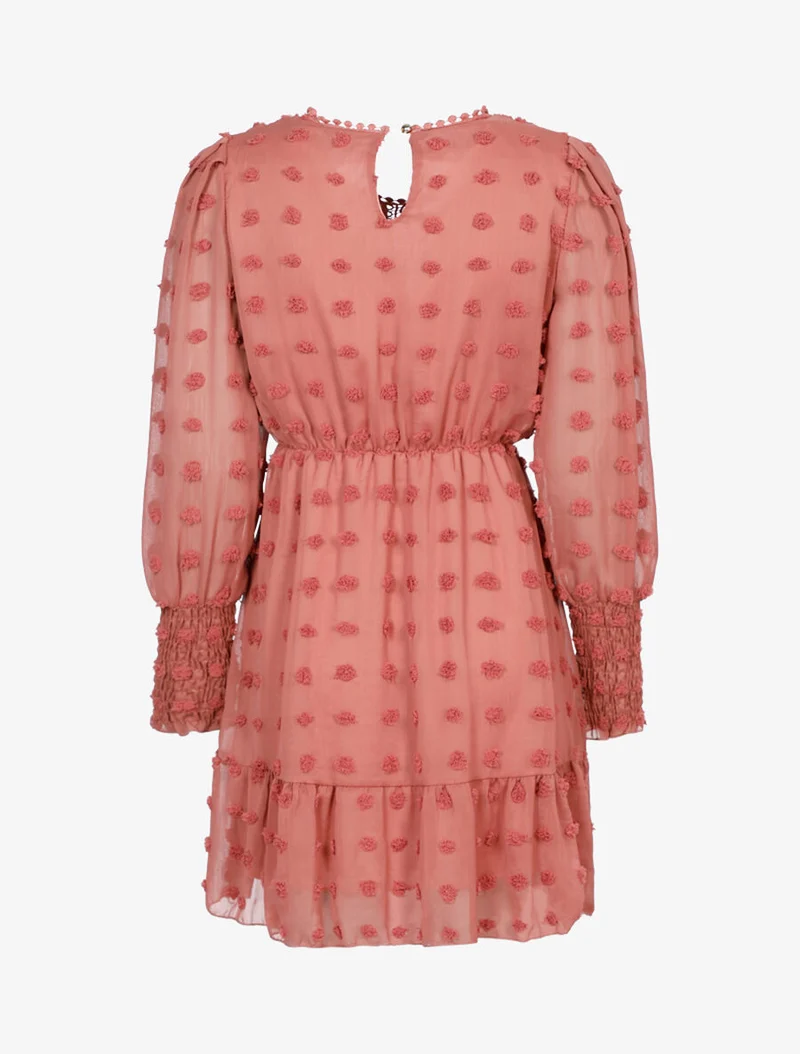 Robe patineuse en voile à reliefs - Vieux rose