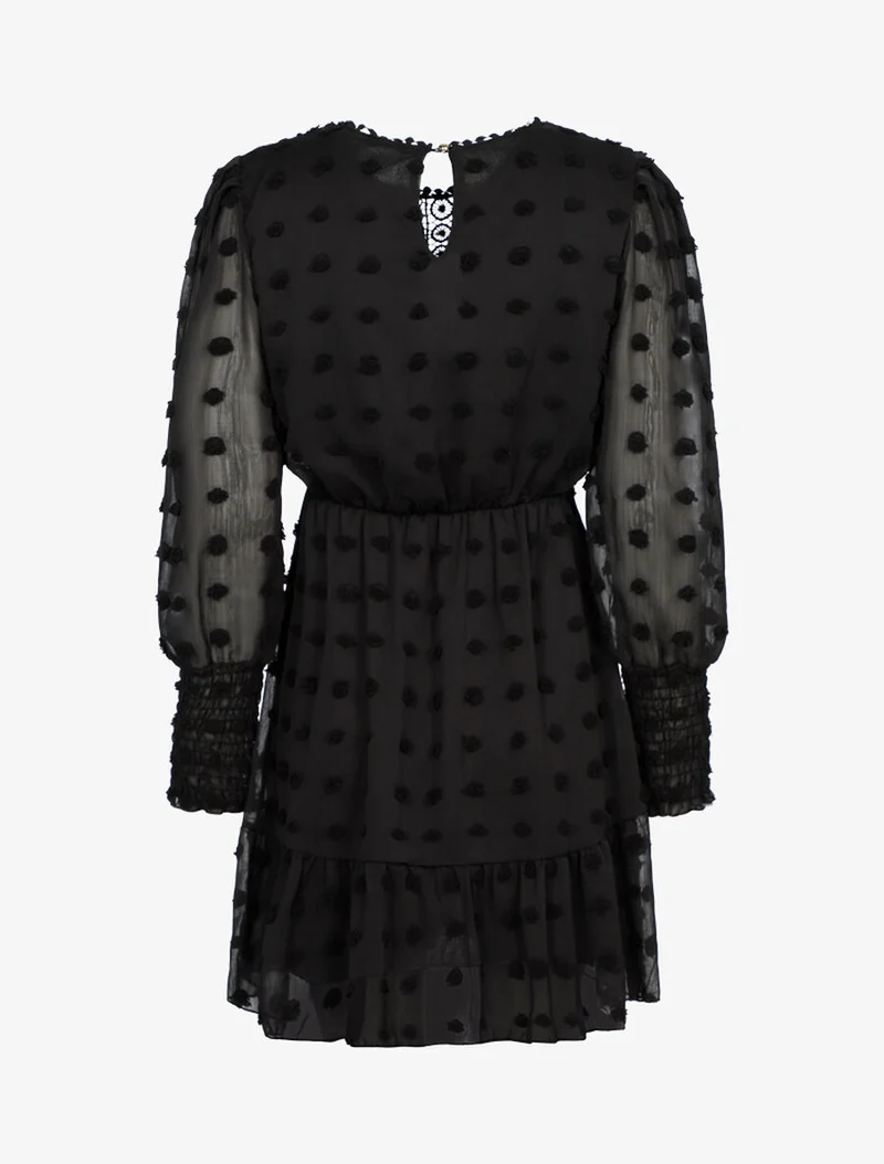 Robe patineuse en voile à reliefs - Noir