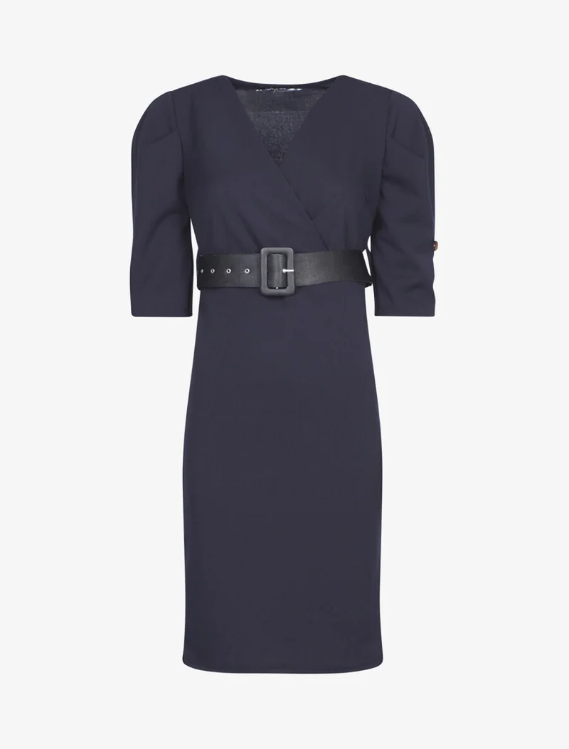 Robe à taille empire ceinturée - Marine