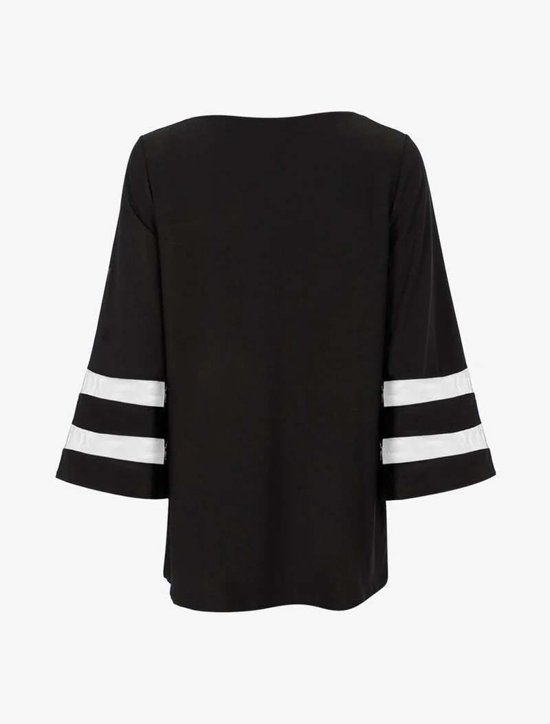 Top oversize manches à bandes transparentes - Noir