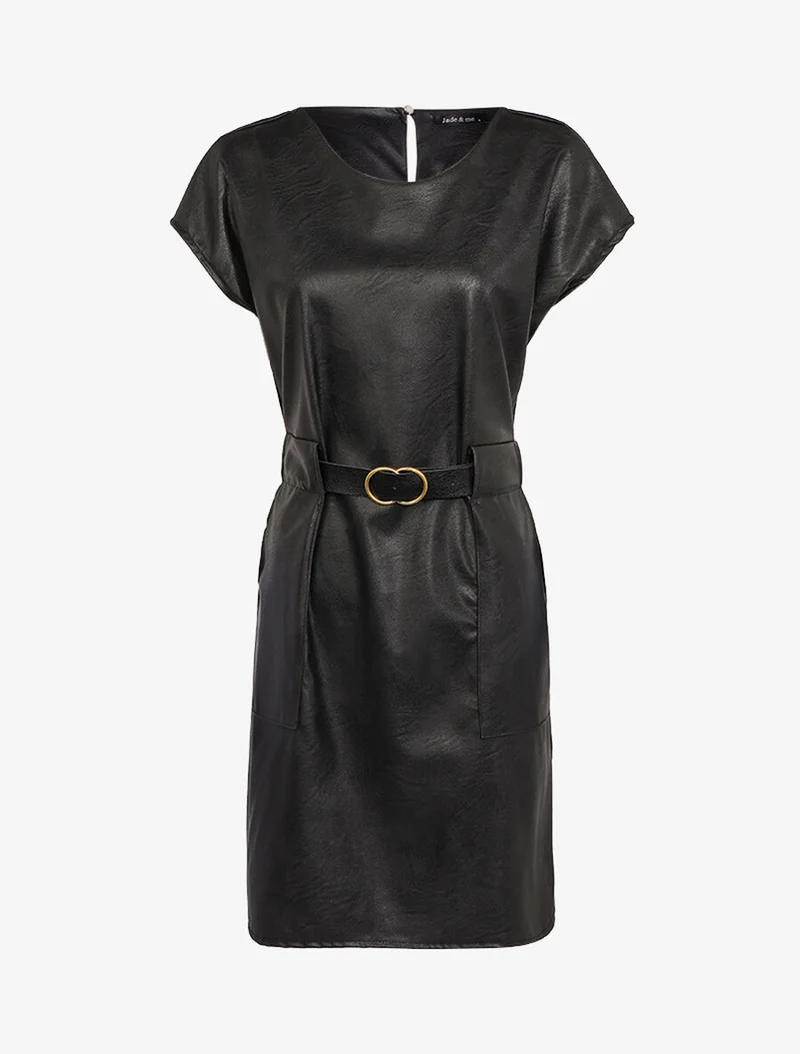 Robe coupe droite en simili - Noir