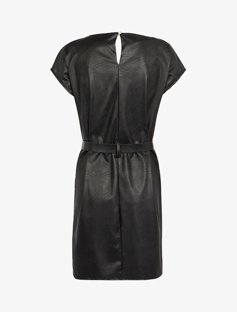 Robe coupe droite en simili - Noir